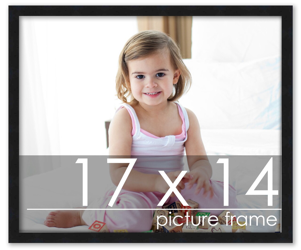 17x14 Simple Black Picture Frame - UV Acrylic, Foam Board Backing, Hanging Hardware